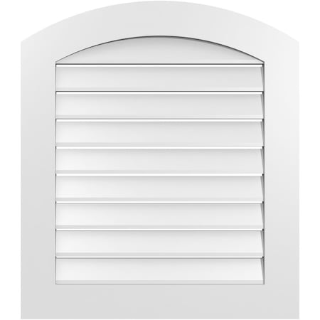 Ekena Millwork Arch Top Surface Mount PVC Gable Vent: Non-Functional, w/ 3-1/2"W x 1"P Standard Frame, 28"W x 30"H GVPAR28X3001SN
